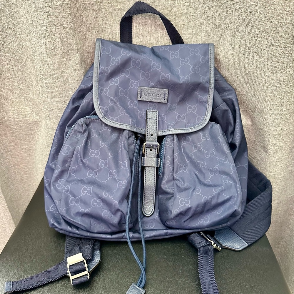 Gucci Dark Blue Monogram Men's Backpack